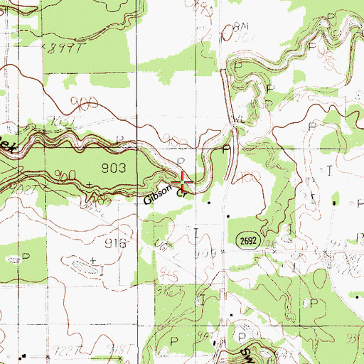 Topographic Map of Gibson Creek, TX