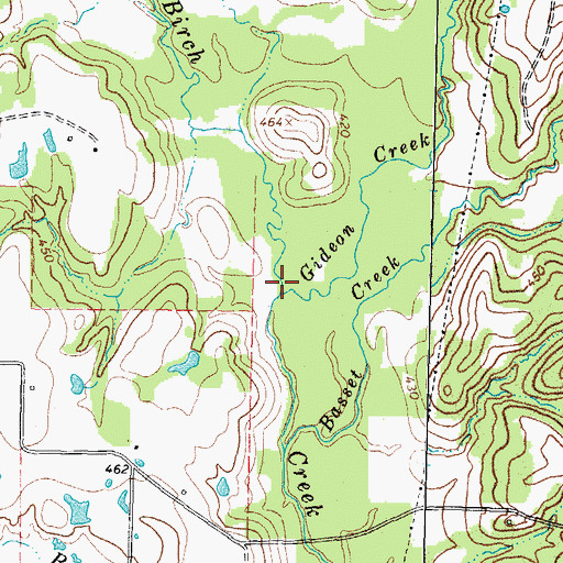 Topographic Map of Gideon Creek, TX