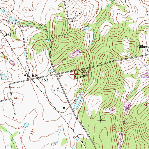 Topographic Map of Gilbert Cemetery, TX