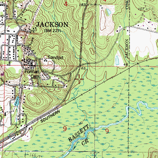 Topographic Map of Jackson Springs (historical), AL