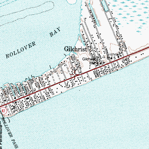 Topographic Map of Gilchrist, TX