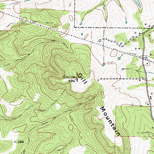 Topographic Map of Gill Mountain, TX