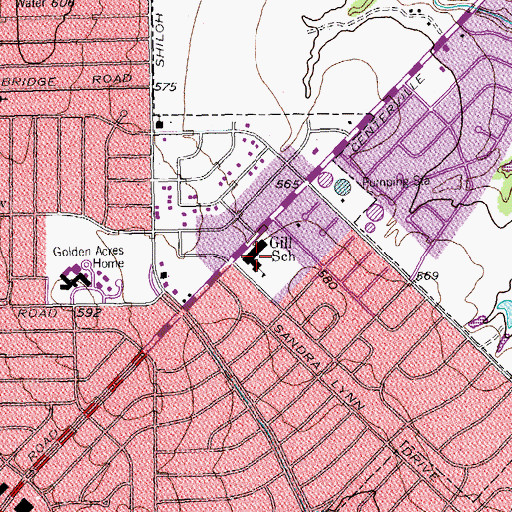 Topographic Map of Gill School, TX