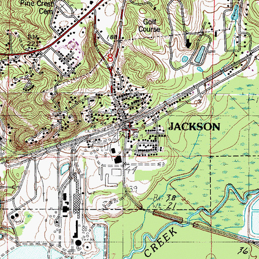 Topographic Map of Jackson Station, AL