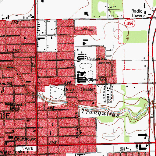 Topographic Map of Gillett School, TX
