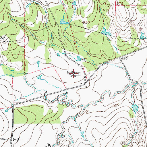 Topographic Map of Gillie Cemetery, TX