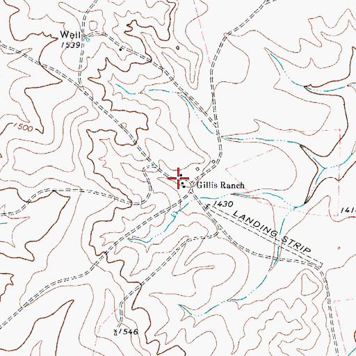 Topographic Map of Gillis Ranch, TX
