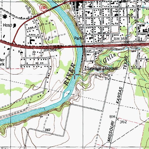 Topographic Map of Gills Branch, TX