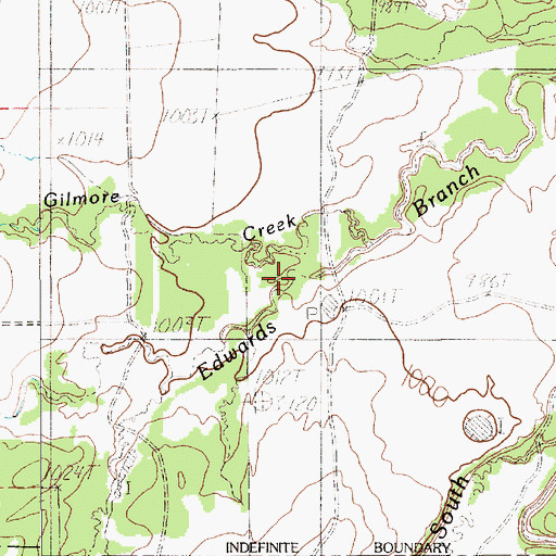 Topographic Map of Gilmore Creek, TX