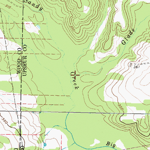 Topographic Map of Gin Creek, TX