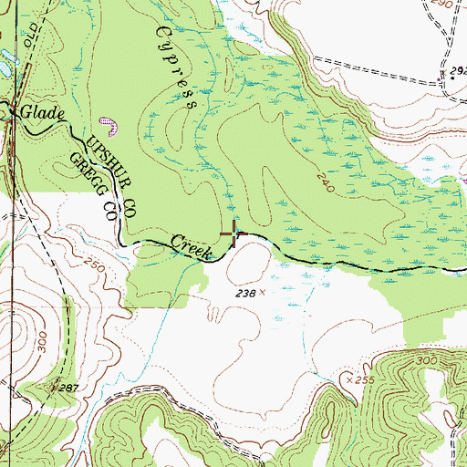 Topographic Map of Glade Creek, TX