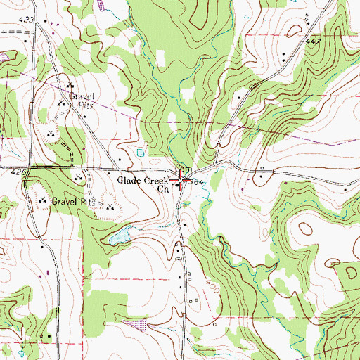 Topographic Map of Glade Creek Church, TX