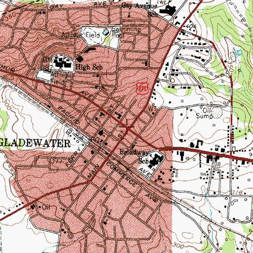 Topographic Map of Gladewater, TX