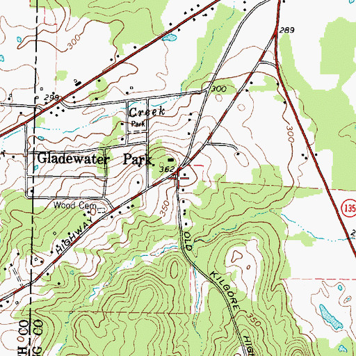 Topographic Map of Gladewater Park, TX