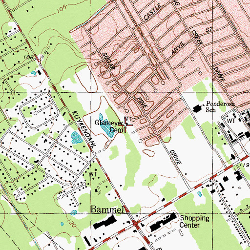 Topographic Map of Glameyer Cemetery, TX