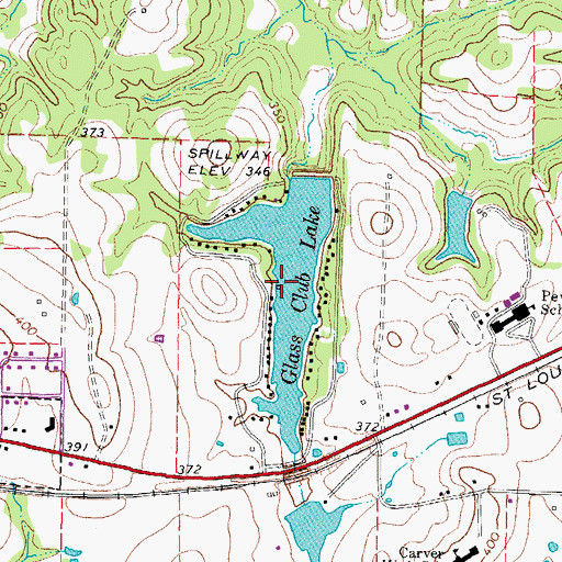 Topographic Map of Glass Club Lake, TX