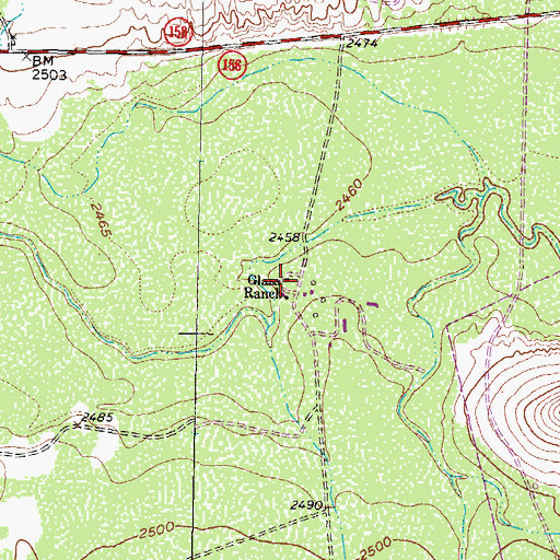 Topographic Map of Glass Ranch, TX