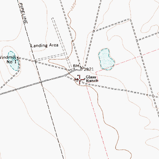 Topographic Map of Glass Ranch, TX