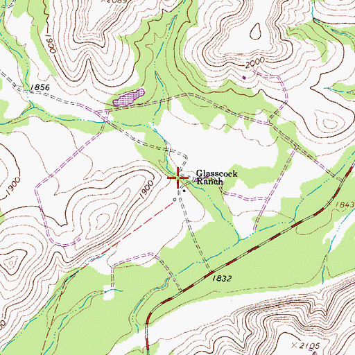 Topographic Map of Glasscock Ranch, TX
