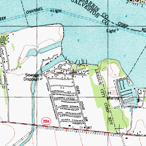 Topographic Map of Glen Cove, TX
