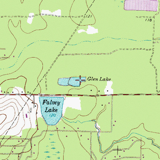 Topographic Map of Glen Lake, TX