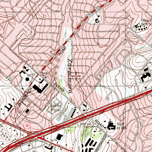 Topographic Map of Glen Oaks Park, TX