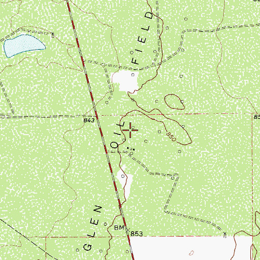 Topographic Map of Glen Oil Field, TX