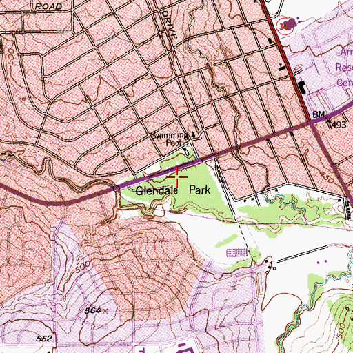 Topographic Map of Glendale Park, TX