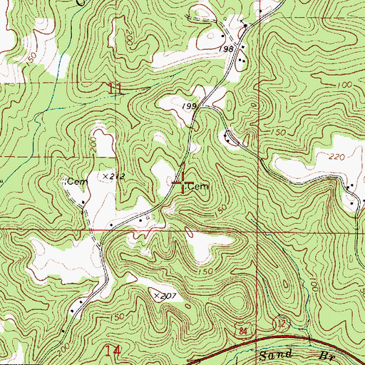 Topographic Map of Kiels Cemetery, AL