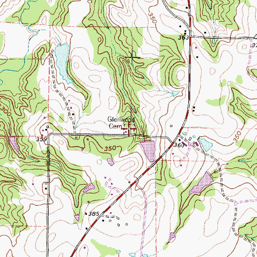 Topographic Map of Glenwood Cemetery, TX