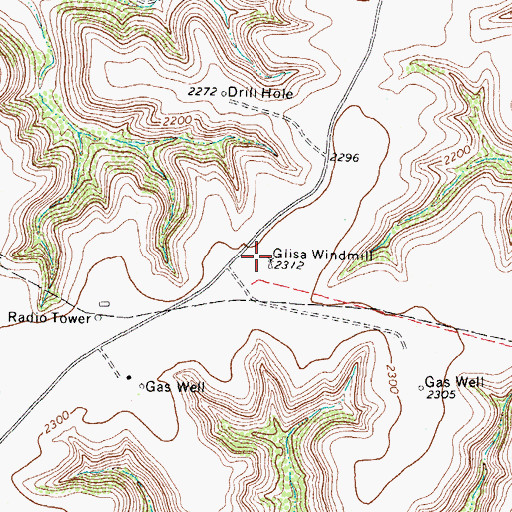 Topographic Map of Glisa Windmill, TX
