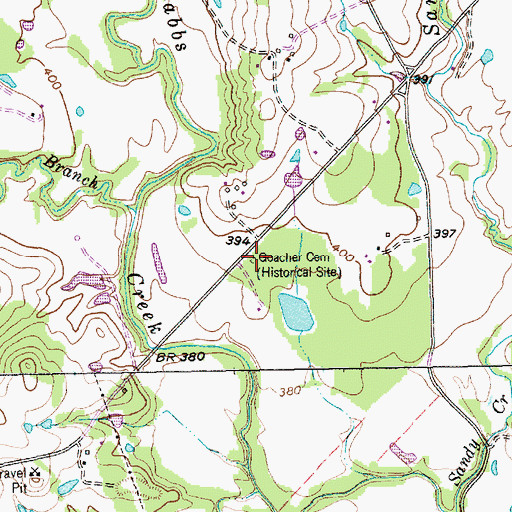 Topographic Map of Goacher Cemetery Historical Site, TX