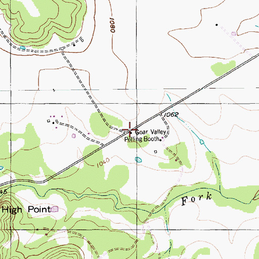 Topographic Map of Goar Valley Polling Booth, TX