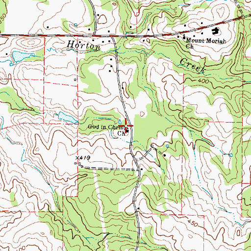 Topographic Map of God in Christ Church, TX