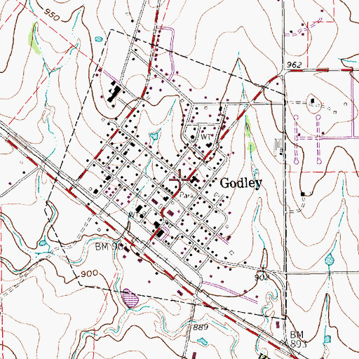 Topographic Map of Godley, TX