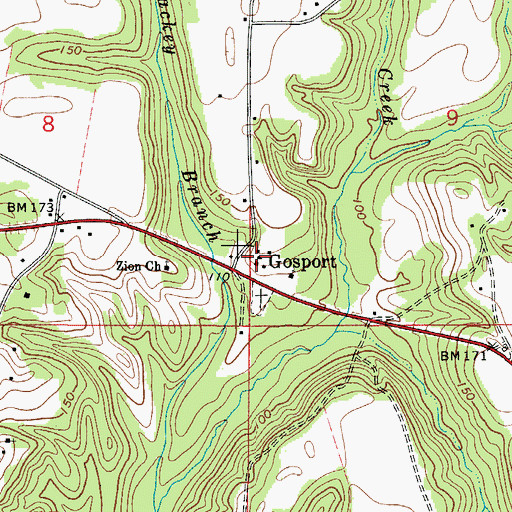Topographic Map of Mackey Branch School, AL
