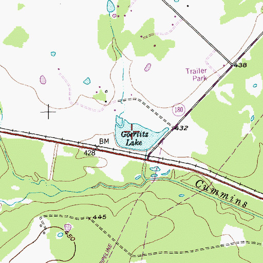 Topographic Map of Goerlitz Lake, TX