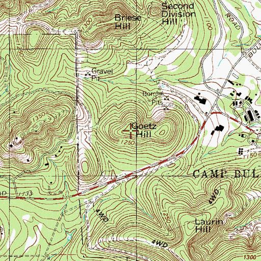 Topographic Map of Goetz Hill, TX