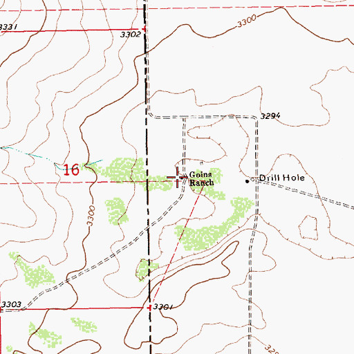 Topographic Map of Goins Ranch, TX
