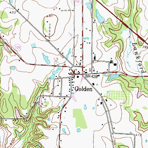 Topographic Map of Golden, TX