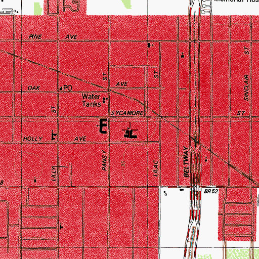 Topographic Map of Golden Acres School, TX