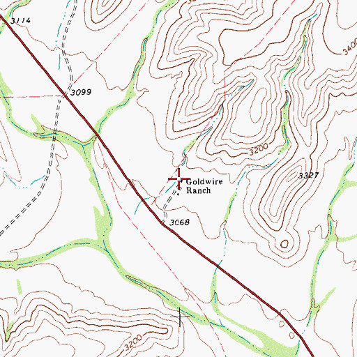 Topographic Map of Goldwire Ranch, TX