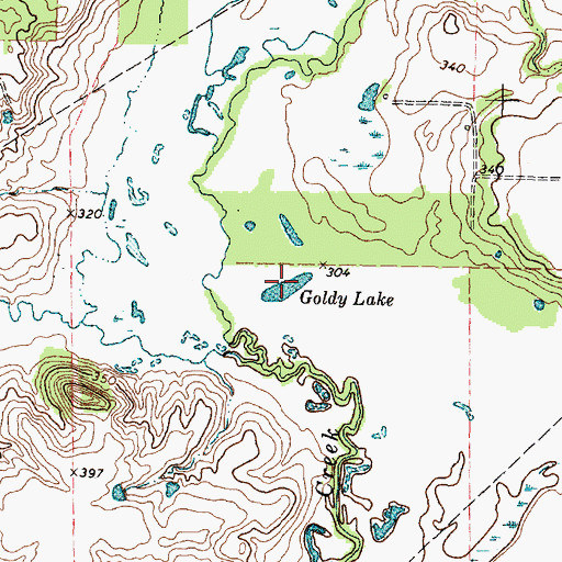 Topographic Map of Goldy Lake, TX