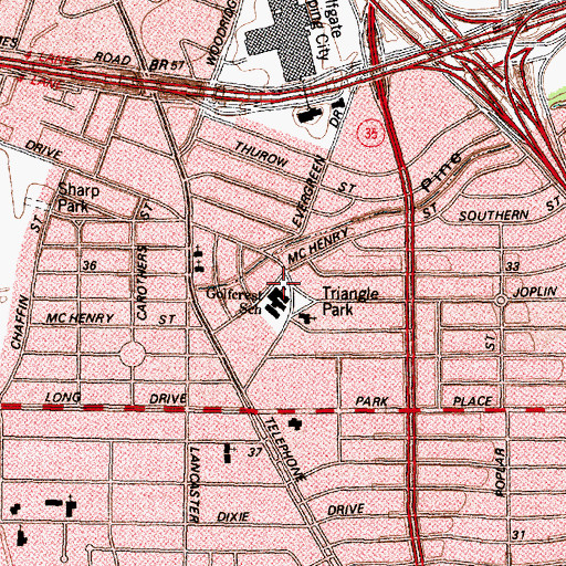Topographic Map of Golfcrest School, TX