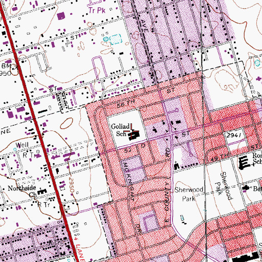 Topographic Map of Goliad School, TX