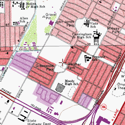 Topographic Map of Gollihar Park, TX