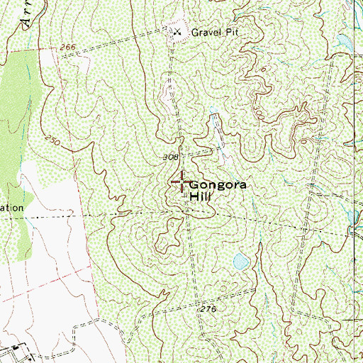Topographic Map of Gongora Hill, TX