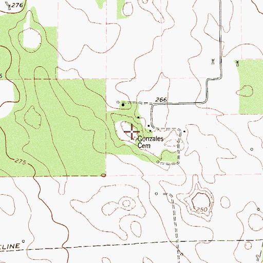 Topographic Map of Gonzales Cemetery, TX