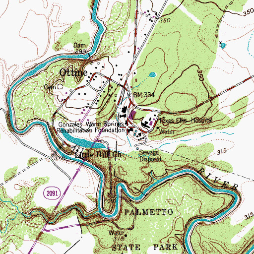 Topographic Map of Gonzales Warm Springs Rehabilitation Foundation, TX