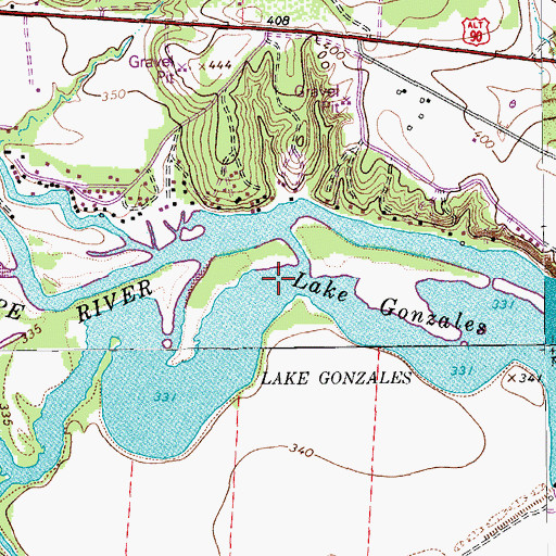 Topographic Map of Lake Gonzales, TX